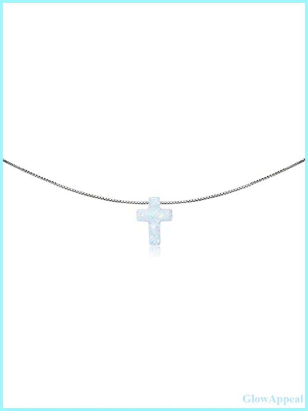 Sterling Silver Synthetic Opal Cross Choker Necklace for Women